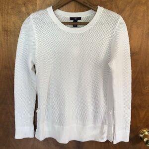 Gap White Open Knit Sweater Lagenlook Henley Top Minimalist Soft Cozy Boho NWT